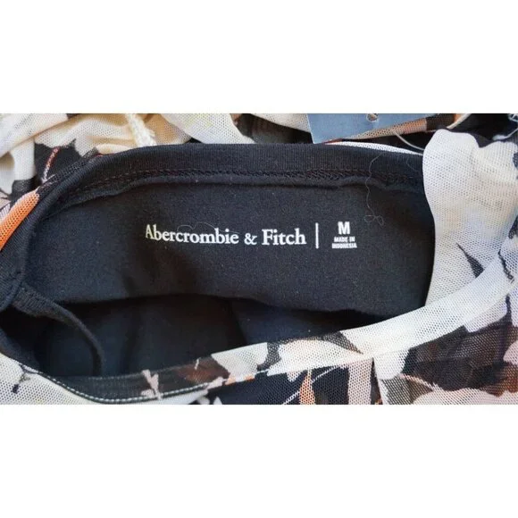 Abercrombie & Fitch Women's Long-Sleeve Ruched Mesh Mini Dress, Size M NWT - Picture 5 of 11